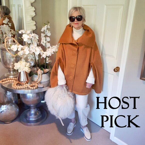 EUC Chepe Italy brown collared button up cape Size SM - Picture 2 of 5